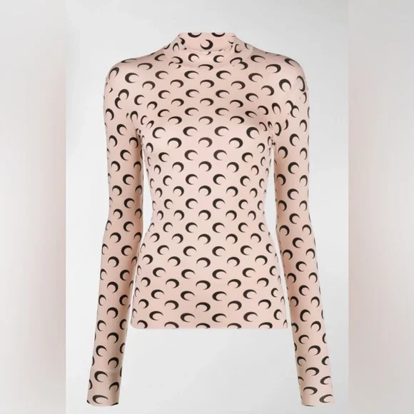 MARINE SERRE • Moon Print Turtleneck Second Skin Top - Picture 5 of 16